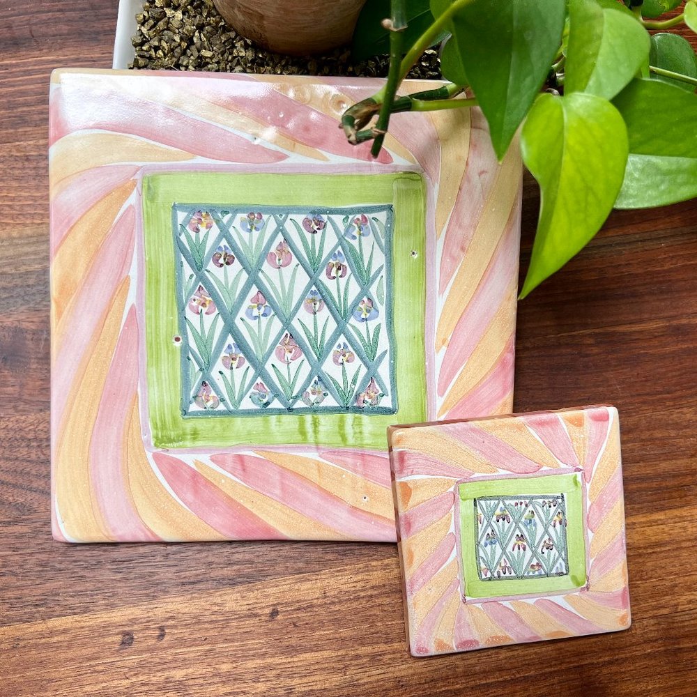 RARE 1983 MacKenzie-Childs Trivets/Hot Plates 2-Piece Set